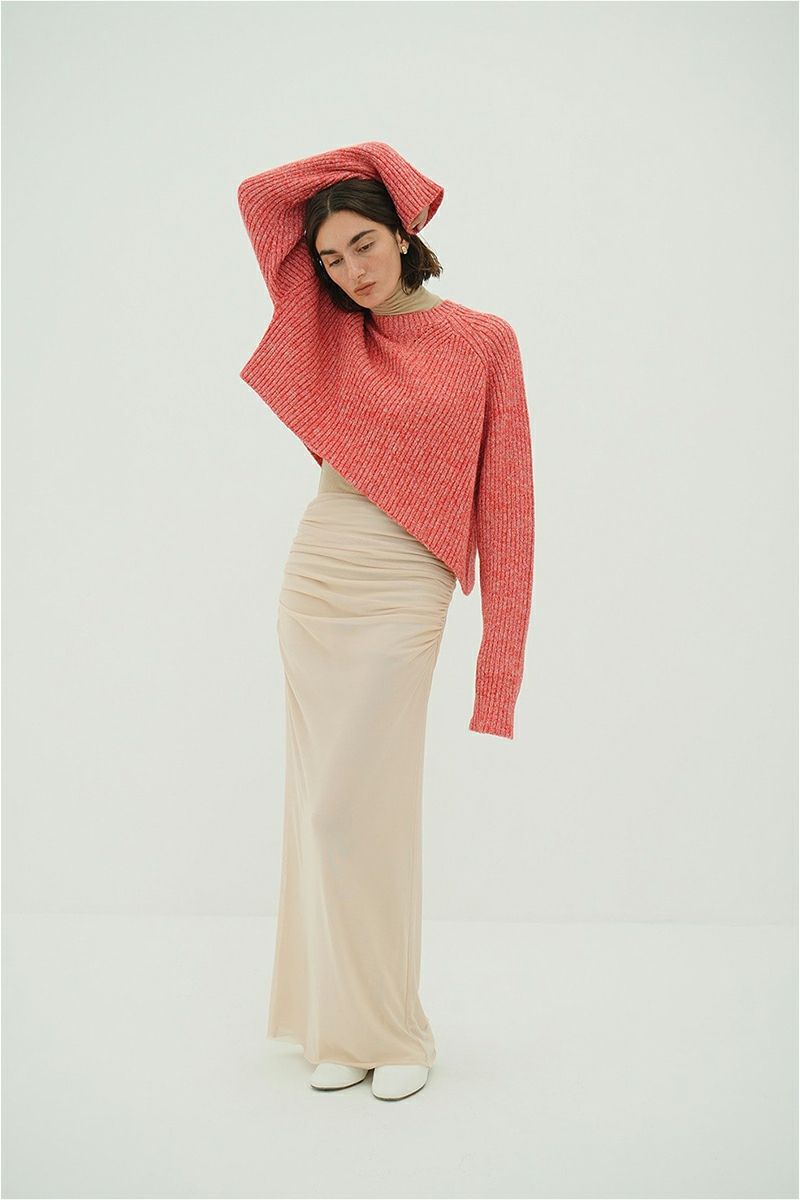 CLANE(クラネ) ASYMMETRY WIDE SHORT KNIT TOPS アシンメトリーワイドショートニットトップス 10106-2023