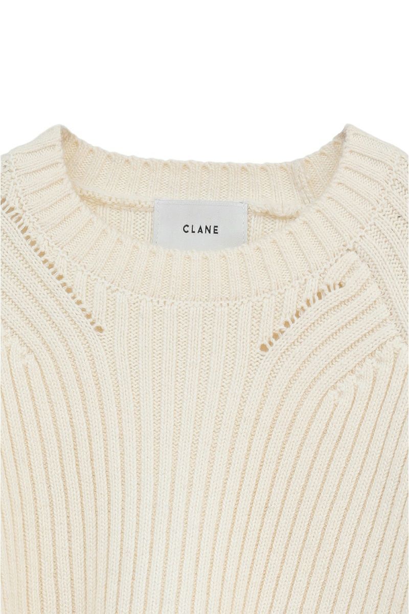 CLANE(クラネ) ASYMMETRY WIDE SHORT KNIT TOPS アシンメトリーワイドショートニットトップス 10106-2023