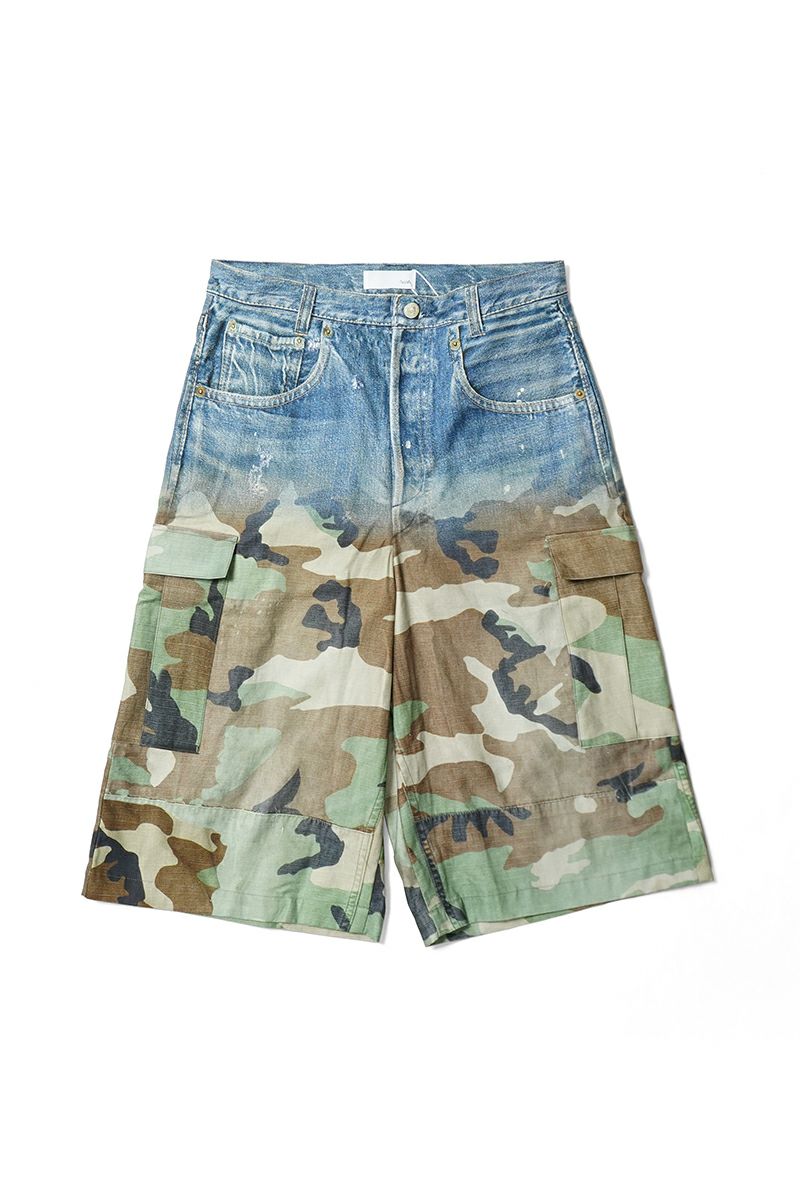 TOLQ(トルク) Gradation Printed Denim Pants×Cargo Shorts グラデーションプリント デニムパンツカーゴショーツ 26-1301 