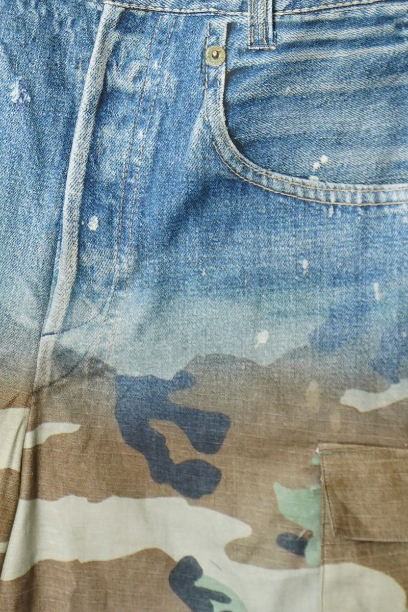 TOLQ(トルク) Gradation Printed Denim Pants×Cargo Shorts グラデーションプリント デニムパンツカーゴショーツ 26-1301 
