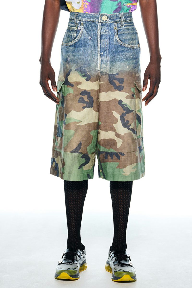 TOLQ(トルク) Gradation Printed Denim Pants×Cargo Shorts グラデーションプリント デニムパンツカーゴショーツ 26-1301 