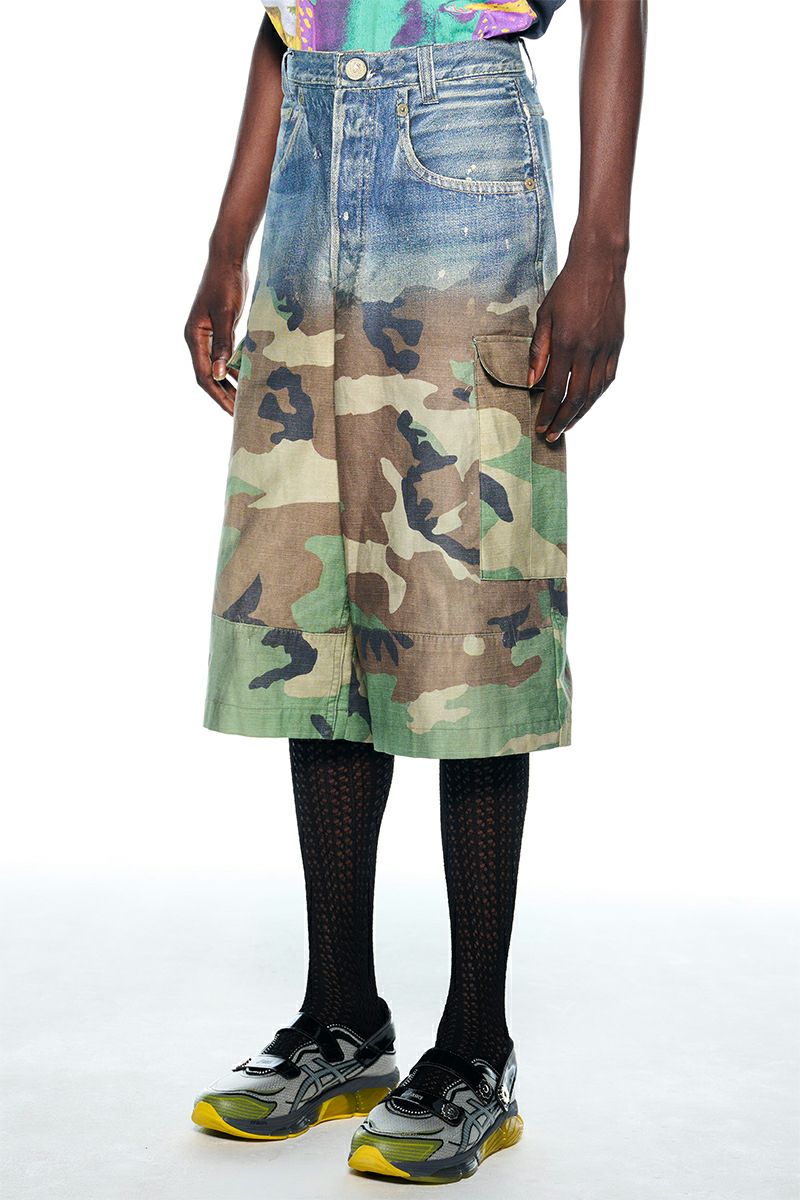 TOLQ(トルク) Gradation Printed Denim Pants×Cargo Shorts グラデーションプリント デニムパンツカーゴショーツ 26-1301 