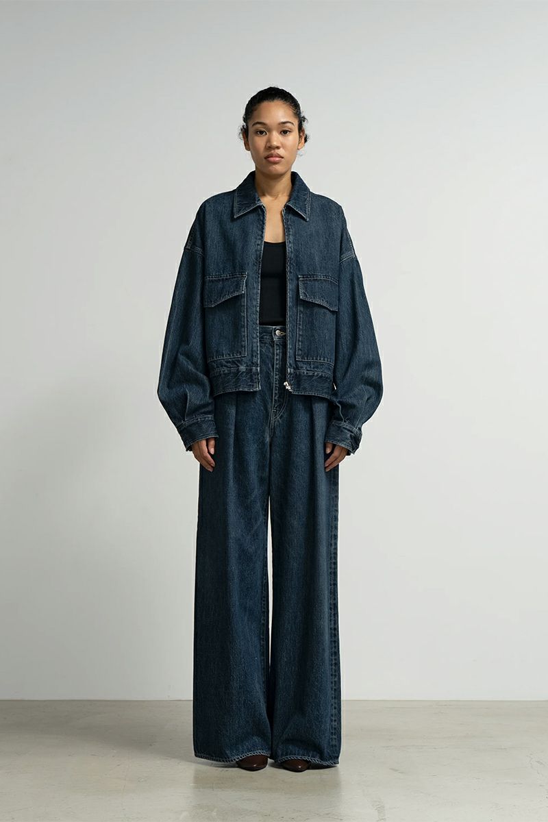 Graphpaper(グラフペーパー) Selvage Denim Two Tuck Wide Pants -DARK FADE- セルヴィッチデニム ツータックワイドパンツ ダークフェイド GL261-40062DB