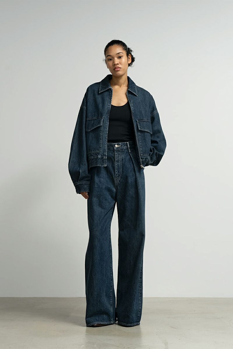 Graphpaper(グラフペーパー) Selvage Denim Two Tuck Wide Pants -DARK FADE- セルヴィッチデニム ツータックワイドパンツ ダークフェイド GL261-40062DB