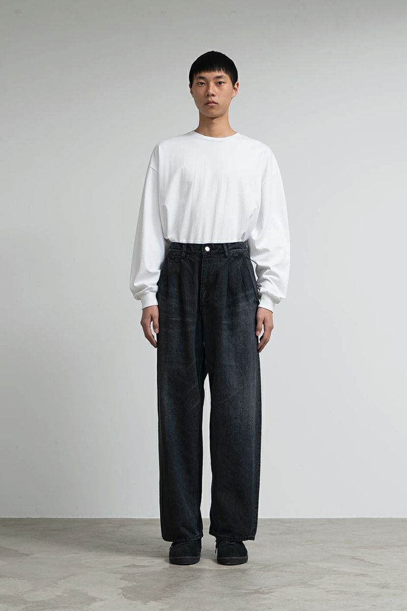 Graphpaper(グラフペーパー) Selvage Denim Two Tuck Pants -DARK FADE- セルビッチデニム ツータックパンツ ダークフェイド GU261-40061DB