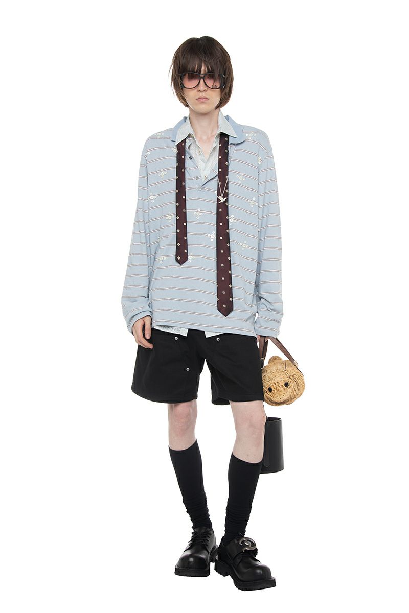 DAIRIKU(ダイリク) "Benjamin" Button Border Skipper Tee ベンジャミン ボタンボーダースキッパーTシャツ 26SS C1