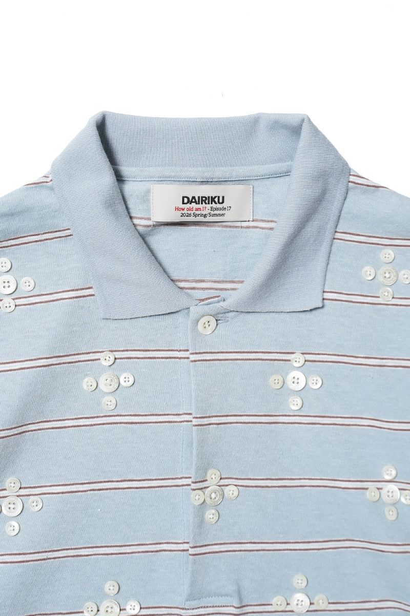 DAIRIKU(ダイリク) "Benjamin" Button Border Skipper Tee ベンジャミン ボタンボーダースキッパーTシャツ 26SS C1
