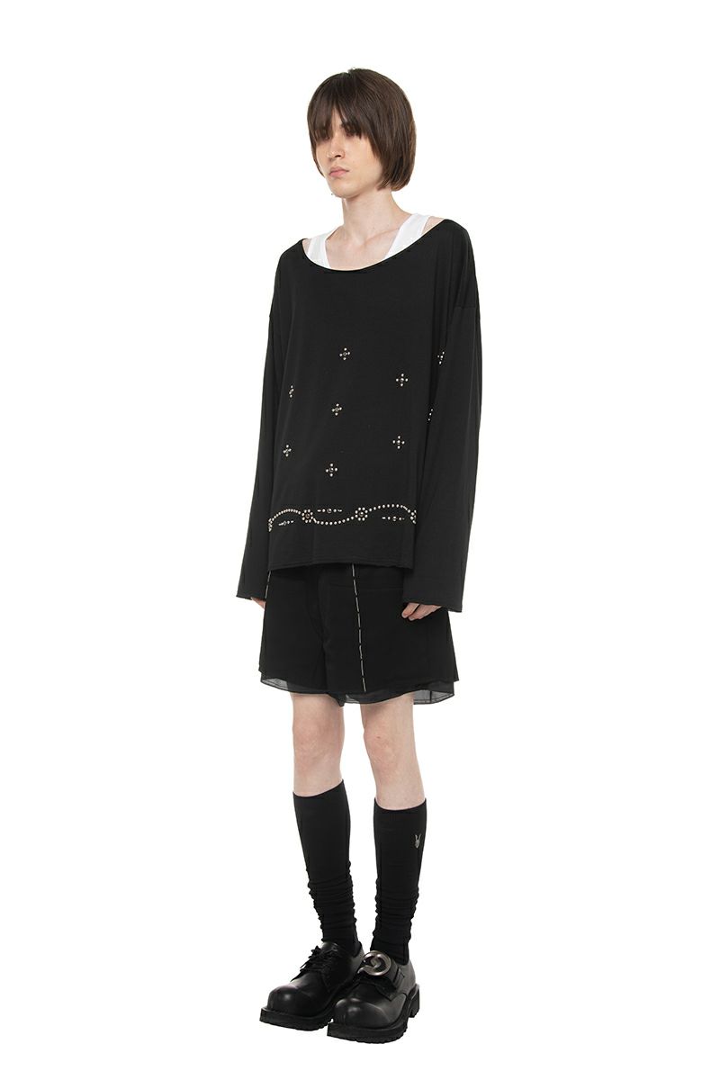 DAIRIKU(ダイリク) "Waist Studs" Wide-Neck Tee ウエストスタッズ ワイドネックTシャツ 26SS C6