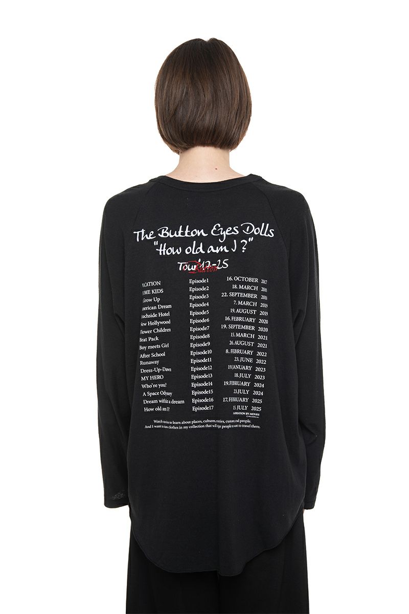 DAIRIKU(ダイリク) "BUTTON EYE DOLL" Raglan Tag Tour Tee ボタンアイドール ラグランタグツアーTシャツ 26SS C12