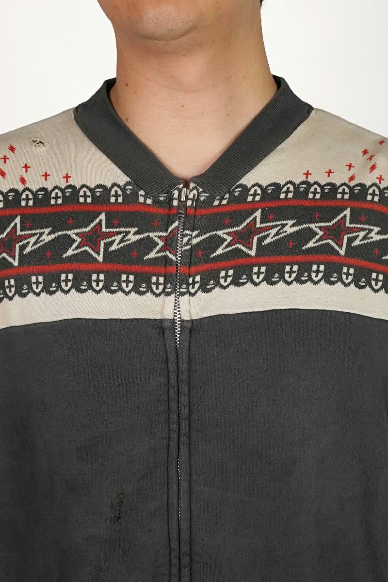 SAINT Mxxxxxx(セントマイケル) SM-MK8-0000-C52 / BAPE_ZIP CARDIGAN / CHARCOAL ベイシングエイプジップカーディガン