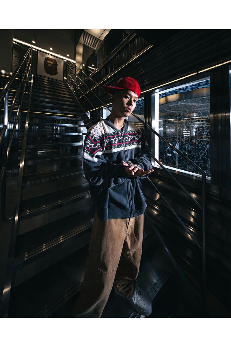 SAINT Mxxxxxx(セントマイケル) SM-MK8-0000-C52 / BAPE_ZIP CARDIGAN / CHARCOAL ベイシングエイプジップカーディガン